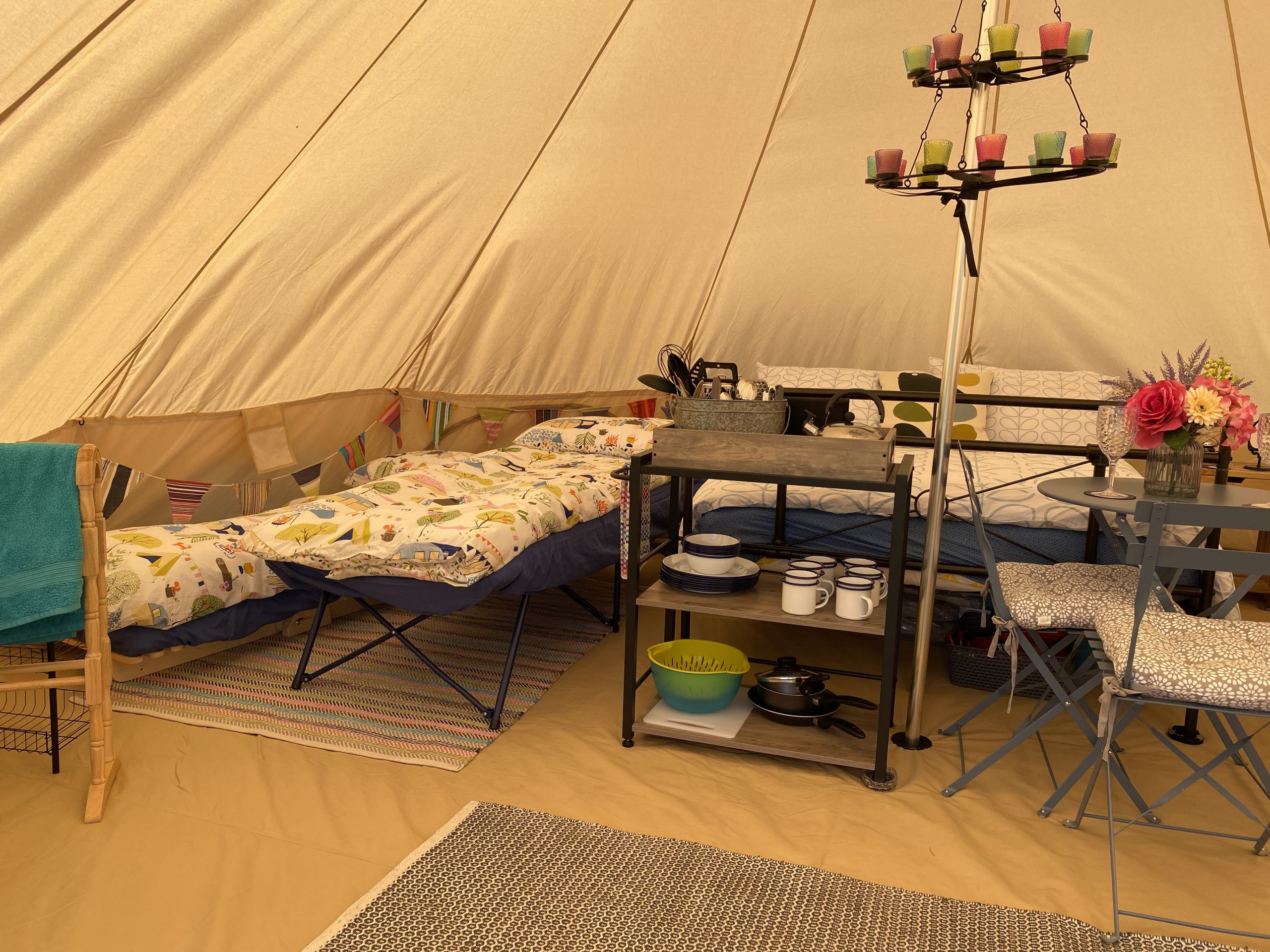 6m bell tent - set up for a group of 6 adults